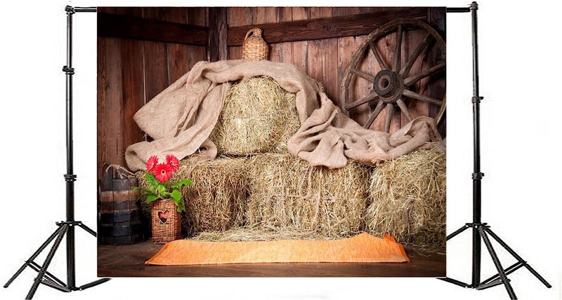 AOFOTO 7x5ft Farm Haystack Backdrop Bales of Straw Hay Rustic Barn Photography Background Newborn Baby Infant Kid Artistic Portrait Rural Ranch Stable Photo Shoot Studio Props Vinyl Wallpaper - Image 4